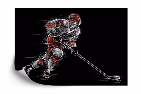 Fototapet - Drawn ice hockey player