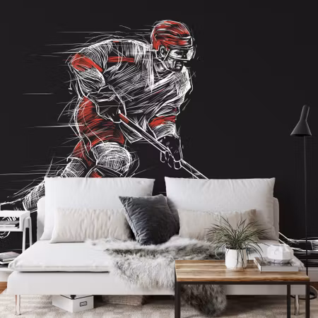 Fototapet - Drawn ice hockey player