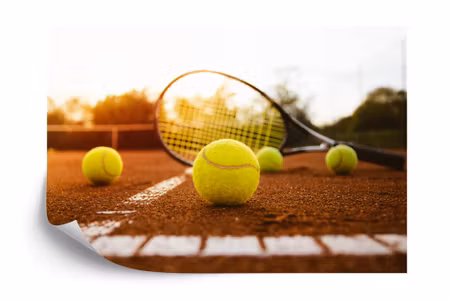 Fototapet - Tennis racket on the pitch