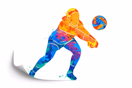Fototapet - Volleyball player painted with