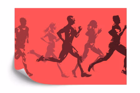 Fototapet - Abstract athletes during the run