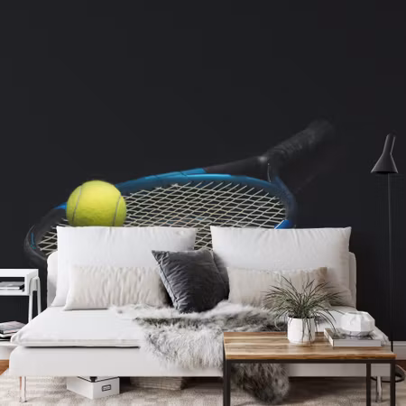 Fototapet - Tennis racket with a ball