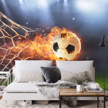 Fototapet - Football in flames