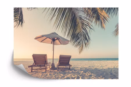 Fototapet - Beach ocean palm trees