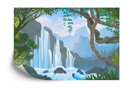 Fototapet - Waterfall in the jungle