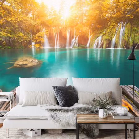Fototapet - Autumn waterfall