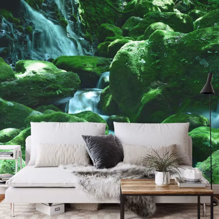 Fototapet - Waterfall rocks