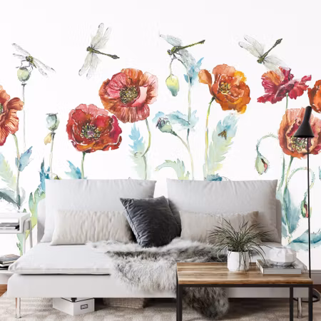 Fototapet - Poppies watercolor