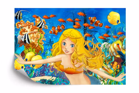 Fototapet - Siren and fish