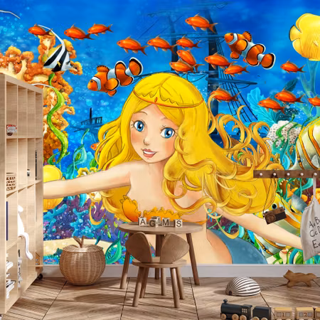 Fototapet - Siren and fish