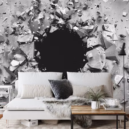 Fototapet - Hole in the wall concrete 3D effect