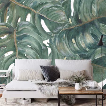Fototapet - Watercolour monstera leaves
