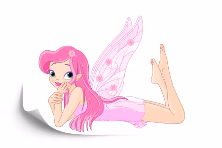 Fototapet - Pink fairy with wings