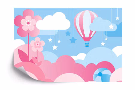 Fototapet - Balloon in the clouds