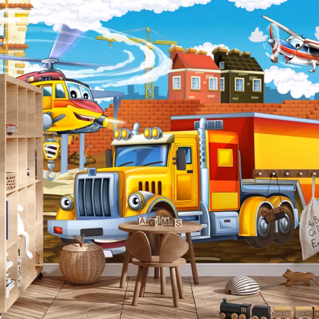 Fototapet - Fairytale cars with trucks