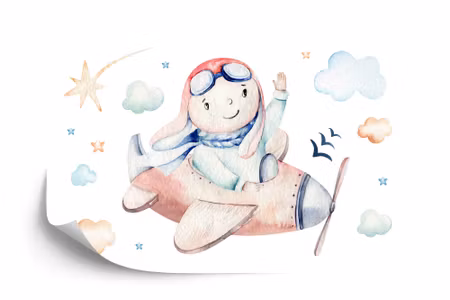 Fototapet - Boy in an aeroplane
