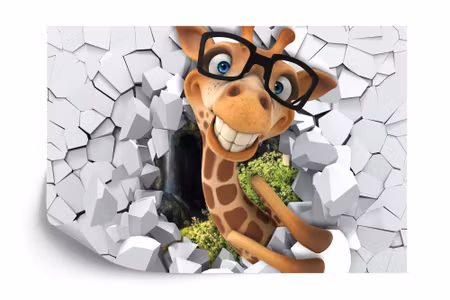 Fototapet - Laughing giraffe with glasses