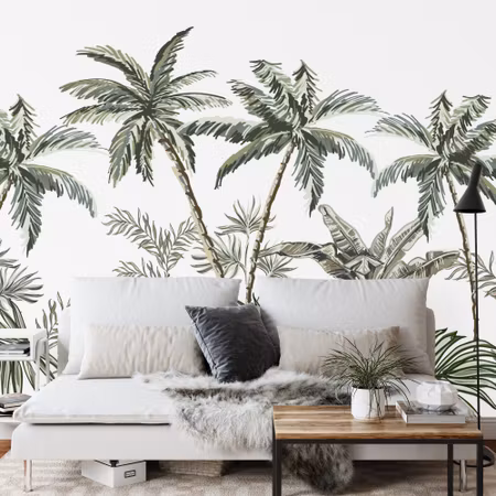 Fototapet - Palm trees and tropical plants