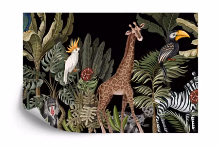 Fototapet - Exotic animals among leaves