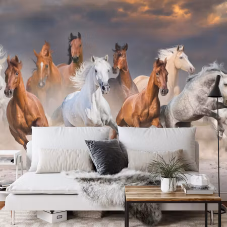Fototapet - Herd of galloping horses