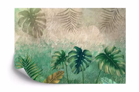 Fototapet - Tropical plants on an abstract