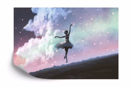 Fototapet - Ballerina dancing on the background of