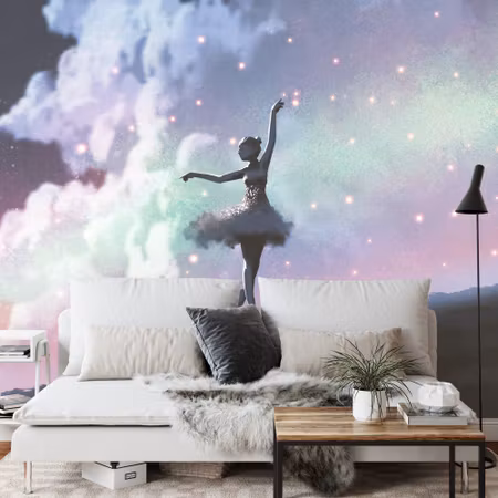 Fototapet - Ballerina dancing on the background of