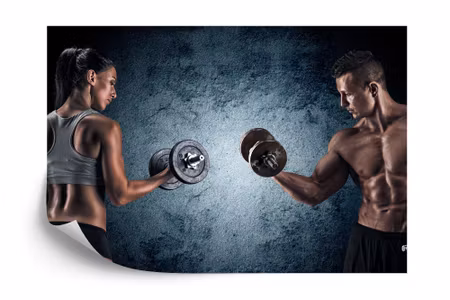 Fototapet - Muscular man an athletic woman
