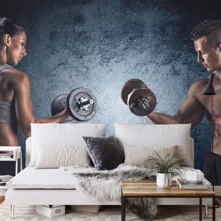 Fototapet - Muscular man an athletic woman