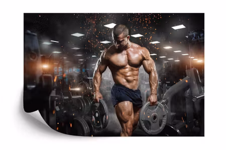 Fototapet - Muscular man at the gym