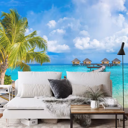 Fototapet - Tropical holiday homes in the maldives