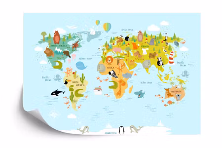 Fototapet - Animals of the world map iq1267