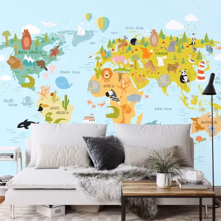Fototapet - Animals of the world map iq1267