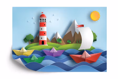 Fototapet - Sail away papercut series iq1297