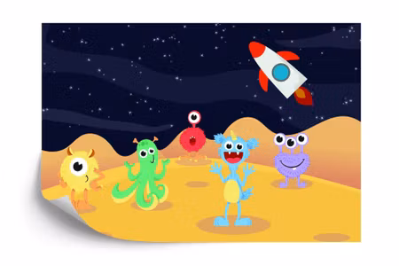 Fototapet - Monster mayhem in space iq1333