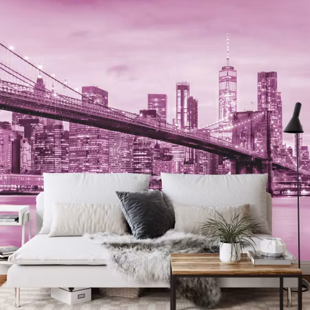 Fototapet - Brooklyn bridge nyc in pink iq1204h