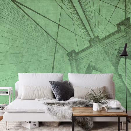 Fototapet - Brooklyn bridge grunge green iq1207e