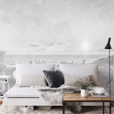 Fototapet - Summer sunset faded vintage black