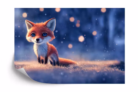 Fototapet - Woodland fox in winter snow created