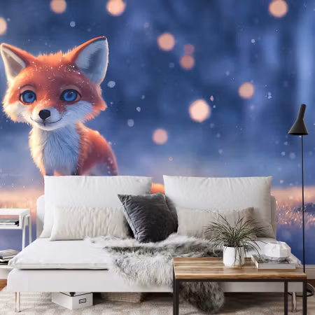 Fototapet - Woodland fox in winter snow created