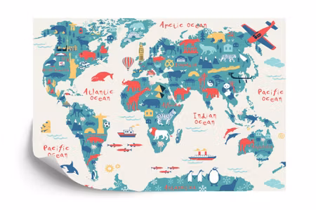 Fototapet - Map of the world wallpaper design for