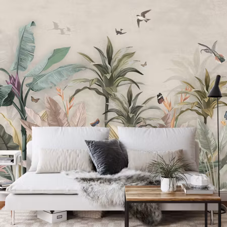Fototapet - Wallpaper palm tropical forest vintage