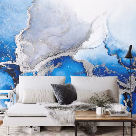 Fototapet - Blue silver abstract background of