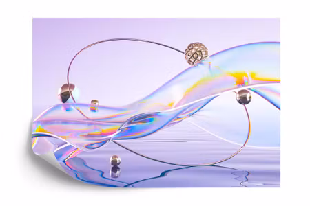 Fototapet - Abstract 3D render glass ribbon on