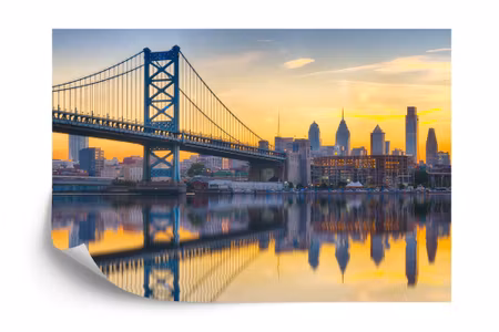 Fototapet - Philadelphia sunset skyline refection