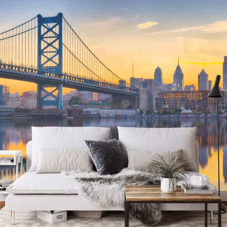 Fototapet - Philadelphia sunset skyline refection