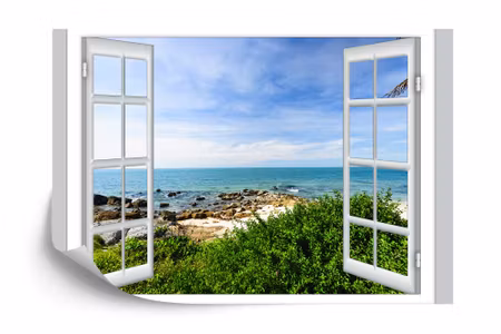 Fototapet - Sea view open window