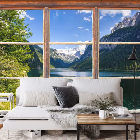 Fototapet - Fensterblick gosausee