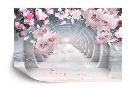 Fototapet - 3D wallpaper pink jewelry flowers