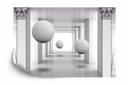 Fototapet - 3D mural digital silver tunnel with